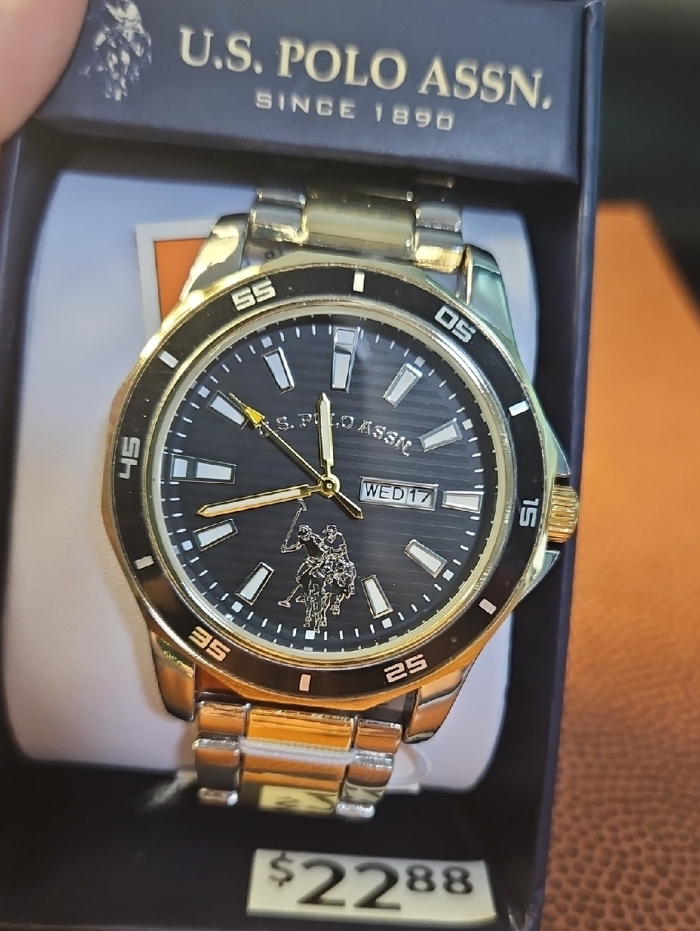 U.S. Polo Assn. Two-Tone Gold and Silver Men's Watch with Black Dial